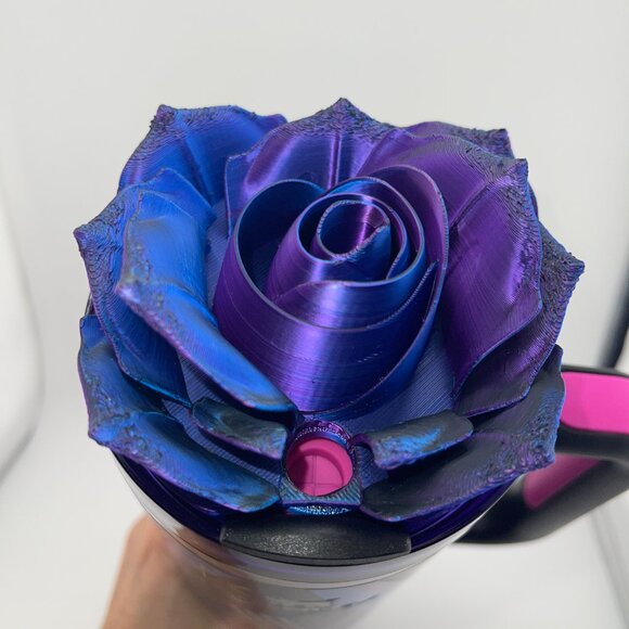 3D Rose Tumbler Topper that fit the new Barbie x Stanley 80s Rockers lids - Picture 8 of 15